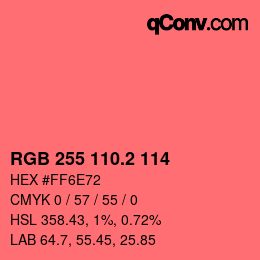 カラーコード: RGB 255 110.2 114 | qconv.com