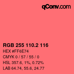 カラーコード: RGB 255 110.2 116 | qconv.com