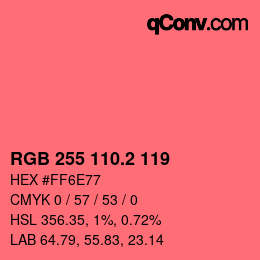 カラーコード: RGB 255 110.2 119 | qconv.com