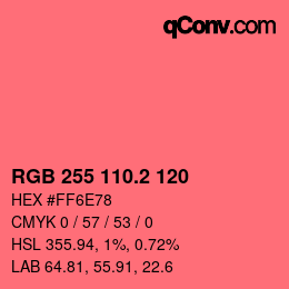 カラーコード: RGB 255 110.2 120 | qconv.com