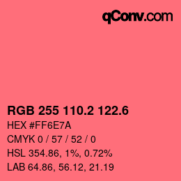カラーコード: RGB 255 110.2 122.6 | qconv.com