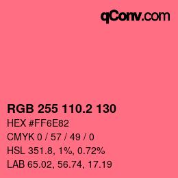 カラーコード: RGB 255 110.2 130 | qconv.com