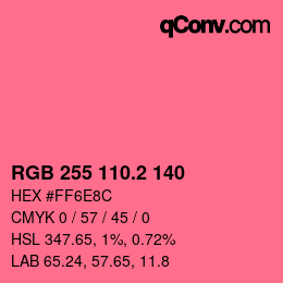 カラーコード: RGB 255 110.2 140 | qconv.com