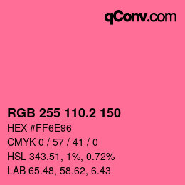 カラーコード: RGB 255 110.2 150 | qconv.com