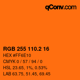 カラーコード: RGB 255 110.2 16 | qconv.com