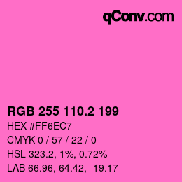 カラーコード: RGB 255 110.2 199 | qconv.com