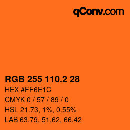 カラーコード: RGB 255 110.2 28 | qconv.com