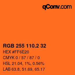 カラーコード: RGB 255 110.2 32 | qconv.com