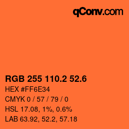 カラーコード: RGB 255 110.2 52.6 | qconv.com