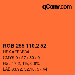 カラーコード: RGB 255 110.2 52 | qconv.com