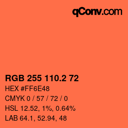 カラーコード: RGB 255 110.2 72 | qconv.com