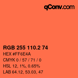カラーコード: RGB 255 110.2 74 | qconv.com