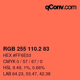 カラーコード: RGB 255 110.2 83 | qconv.com