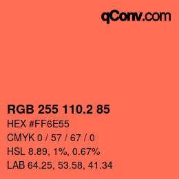 カラーコード: RGB 255 110.2 85 | qconv.com