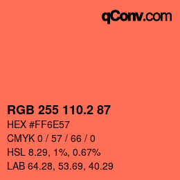 カラーコード: RGB 255 110.2 87 | qconv.com