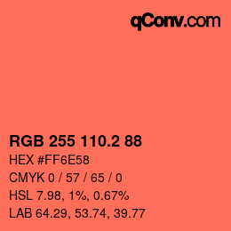 カラーコード: RGB 255 110.2 88 | qconv.com