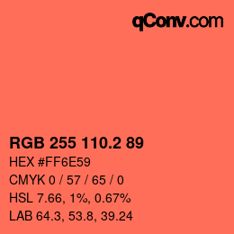 カラーコード: RGB 255 110.2 89 | qconv.com