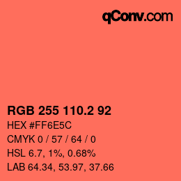 カラーコード: RGB 255 110.2 92 | qconv.com