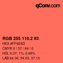カラーコード: RGB 255 110.2 93 | qconv.com