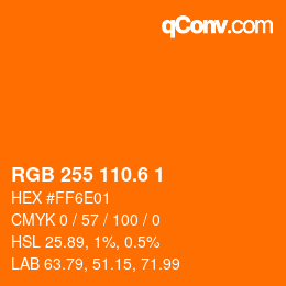 カラーコード: RGB 255 110.6 1 | qconv.com