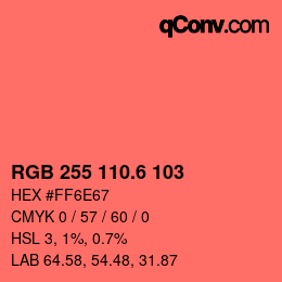 カラーコード: RGB 255 110.6 103 | qconv.com