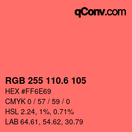 カラーコード: RGB 255 110.6 105 | qconv.com