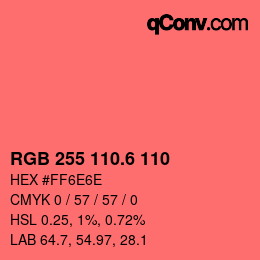 カラーコード: RGB 255 110.6 110 | qconv.com