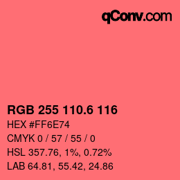 カラーコード: RGB 255 110.6 116 | qconv.com