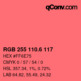 カラーコード: RGB 255 110.6 117 | qconv.com
