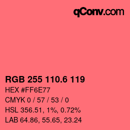 カラーコード: RGB 255 110.6 119 | qconv.com
