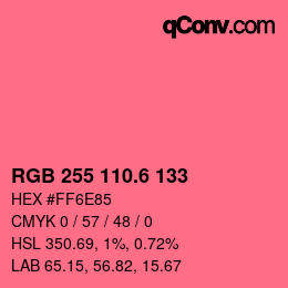 カラーコード: RGB 255 110.6 133 | qconv.com