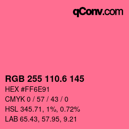 カラーコード: RGB 255 110.6 145 | qconv.com