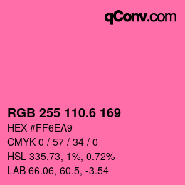 カラーコード: RGB 255 110.6 169 | qconv.com