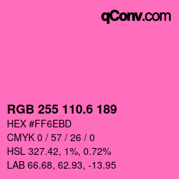 カラーコード: RGB 255 110.6 189 | qconv.com
