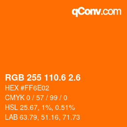カラーコード: RGB 255 110.6 2.6 | qconv.com