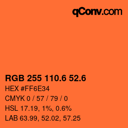 カラーコード: RGB 255 110.6 52.6 | qconv.com