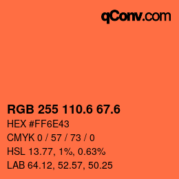 カラーコード: RGB 255 110.6 67.6 | qconv.com