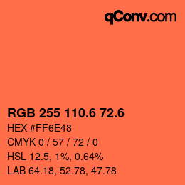 カラーコード: RGB 255 110.6 72.6 | qconv.com