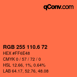 カラーコード: RGB 255 110.6 72 | qconv.com