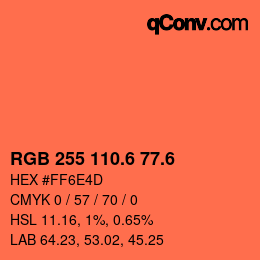 カラーコード: RGB 255 110.6 77.6 | qconv.com