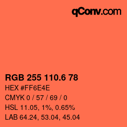 カラーコード: RGB 255 110.6 78 | qconv.com
