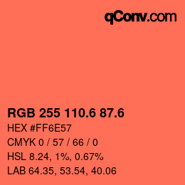 カラーコード: RGB 255 110.6 87.6 | qconv.com
