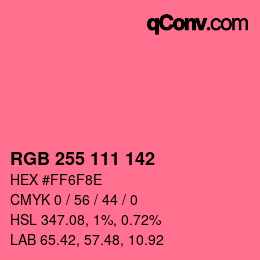 Color code: RGB 255 111 142 | qconv.com