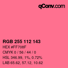 Code couleur: RGB 255 112 143 | qconv.com