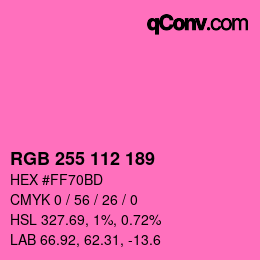 Color code: RGB 255 112 189 | qconv.com