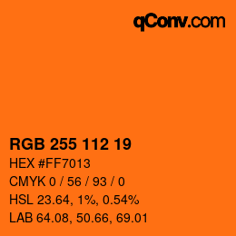 颜色代码: RGB 255 112 19 | qconv.com