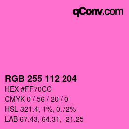 Farbcode: RGB 255 112 204 | qconv.com