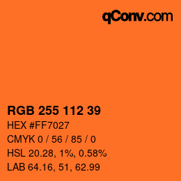 颜色代码: RGB 255 112 39 | qconv.com