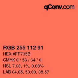 Color code: RGB 255 112 91 | qconv.com