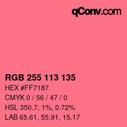 カラーコード: RGB 255 113 135 | qconv.com